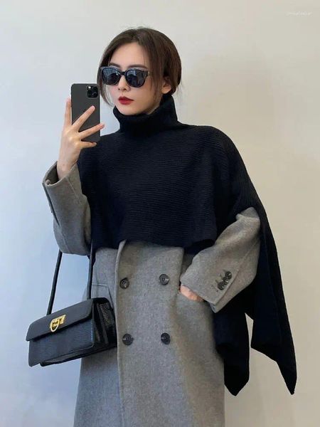 Écharpes 2023 Version coréenne de châle à col roulé confortable pour femme hiver tout-match tricoté manteau irrégulier Poncho épaissi