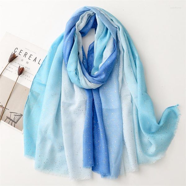 Foulards 2023 Luxe Mode Ombre Glitter Fringe Viscose Châle Lady Haute Qualité Shimmer Wrap Pashmina Étole Bufandas Musulman Hijab Sjaal