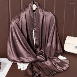 Foulards 2023 Luxe Femmes Foulard En Mousseline De Soie Châle Hijab Mode Doux Solide Foulard Femelle Ruban De Cheveux Bandeau Wrap Bandana