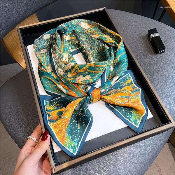 Foulards 2023 Cravate Cheveux Bandes Dames De Luxe Soie Maigre Écharpe Femmes Bandeau Petits Écharpes Poignet Wrap Foulard Bandana Accessoires