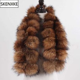 Écharpes 2023 Nouveau Style De Mode Pompons Dame Réel Fourrure De Raton Laveur Écharpes Femmes Hiver Chaud Naturel Fourrure De Renard Écharpe Moelleux Véritable Fourrure Moufles J231204