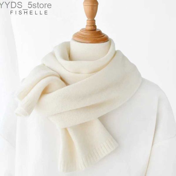 Bufandas 2023 nueva bufanda de cachemira blanca para mujer, bufandas finas de punto cálidas de invierno de lujo para adultos, bufandas pequeñas de lana cortas, foulard de otoño para niños YQ231114