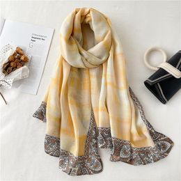 Sjaals 2023 Plaid warme katoenen sjaal afdrukken paisley pashmina sjaal viscose winterveer soft wrap moslim hoofdband hijab foulard