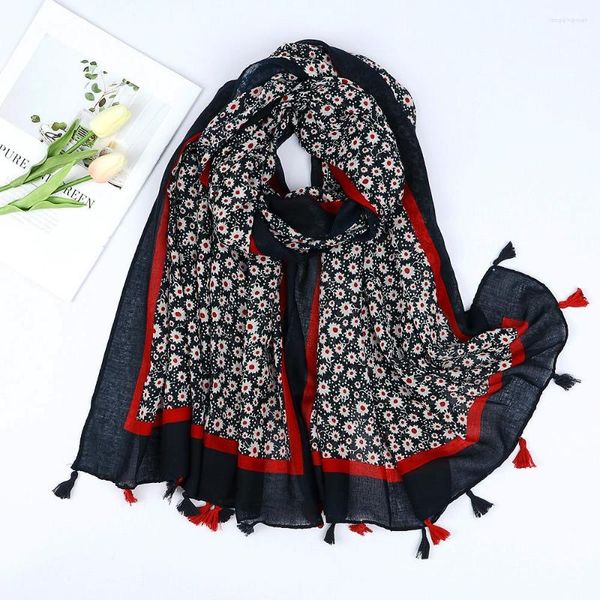 Foulards 2023 Polka Floral Gland Viscose Châle Écharpe Foulard Femme Hijab Pashmina Étole Bufandas Musulman Hijabs Pour Femmes