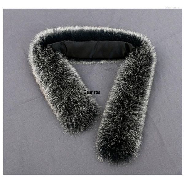 Bufandas 2023 Cuello de piel real para mujeres Hombres Chaquetas Capucha Fluffy Natural 70 cm 75 cm Moda Negro con puntas blancas Color