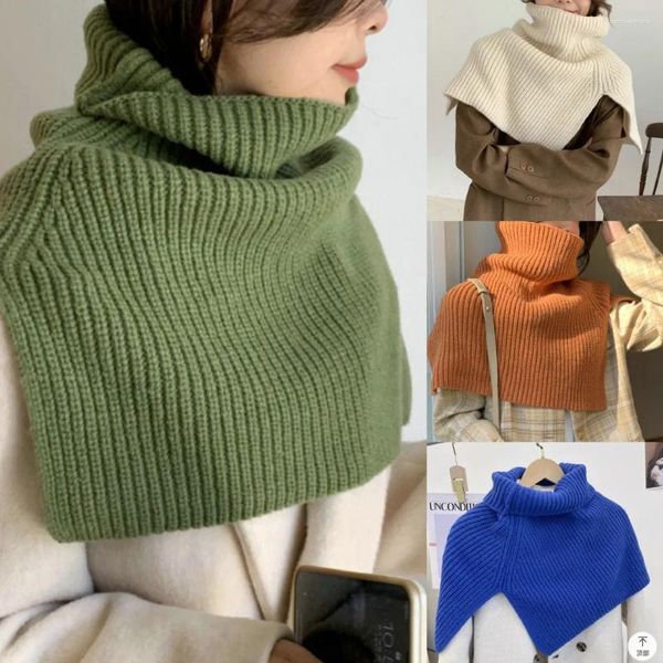 Écharpes 2023 Couleur unie Femmes Écharpe tricotée Mode Pull Châle Pull Laine Dames Crochet Cou Épaule Chaud