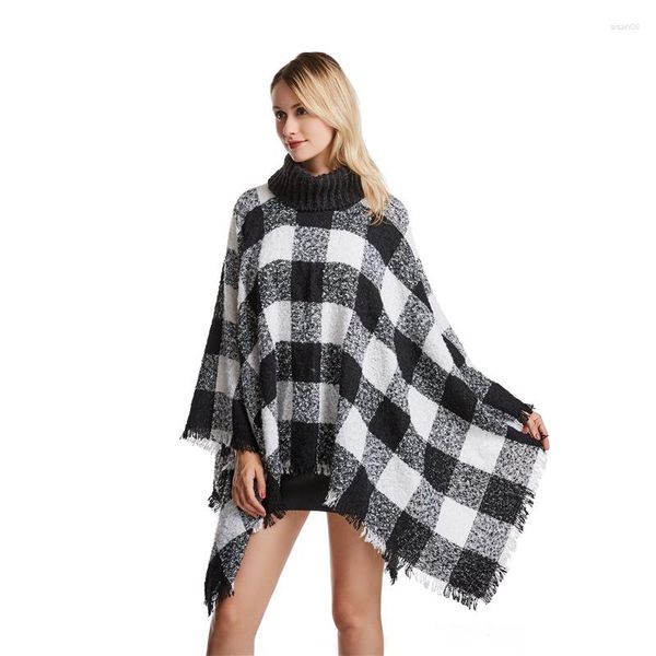 Foulards 2023 Printemps Et Automne Style Européen Américain Cercle Sable Plus La Taille Col Roulé Cape Petit Plaid Cape Châle Écharpe Facto