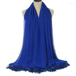 Foulards 2023 Style avec gland commerce extérieur Monochrome mode confortable femmes foulard fermé châle