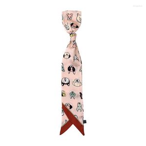 Foulards 2023 été dessin animé Animal longue écharpe soie femme poignet cravate cheveux ruban sac ceinture pour les femmes
