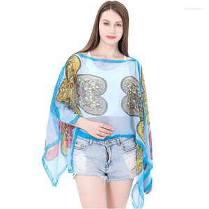 Sjaals 2023 Zomer Vrouwen Sjaal Sjaals Poncho Bohe Exotische Anti Uv Zon Bescherming Sjaal Strand Bikini Cover Parel Sluiting