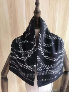 Foulards 2023 hiver automne classique noir chaîne véritable foulard en soie sergé fait à la main rouleau 90 Cm châle enveloppement pour femmes dame