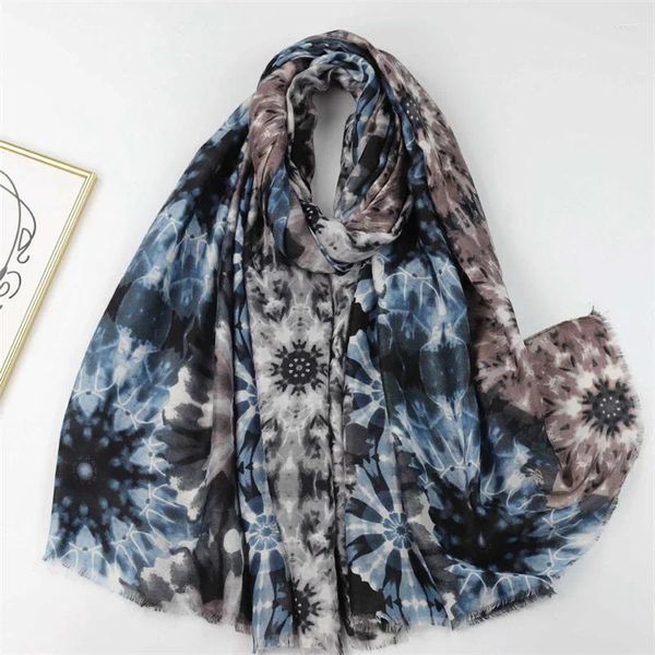 Foulards 2023 Hiver Coton Viscose Africain Paisley Floral Fringe Châles et Wraps Pashmina Étole Bufandas Musulman Sjaal 180 90Cm