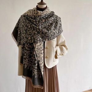 Bufandas 2023 Bufandas de cachemira con estampado floral de invierno para mujer Chales suaves y gruesos Envolturas Pashminas Estolas Señora Manta cálida Bufandas Regalo