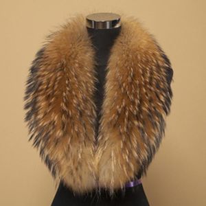 Sjaals 2023 Winter Echte natuurlijke bont kraag dames sjaals modejas trui luxe wasbeer nek cap #a320
