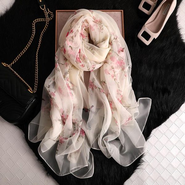 Foulards 2023 Femmes Cicada Wing Foulard en mousseline de soie Libellule Florals Imprimer Châle Office Lady Soft Wraps Femme Echarpe élégante 180x140cm