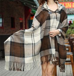 Sjaals 2023 Dames Nieuwigheid Herfst Winter Plaid Tartan Poncho Shawl Geruite Cape