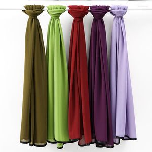 Foulards 2023 femmes plaine bulle en mousseline de soie Hijab écharpe solide châles enveloppes bandeau doux musulman longue tête Georgette Hijabs