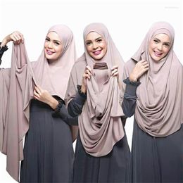 Foulards 2023 Femmes Plain Instant Coton Jersey Foulard Tête Hijab Wrap Solide Couleur Châles Foulard Femme Musulman Hijabs Magasin Prêt À Porter