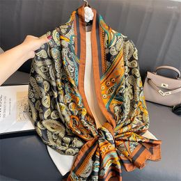 Écharpes 2023 femmes imprimement satin de soie écharpe châle d'été de la dame de fleur de fleur bandana echarpe