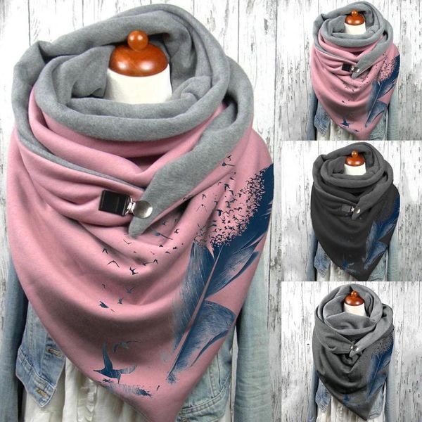 Bufandas 2023 bufanda de invierno para mujer ver arte estampado Hijab botón Szalik funcional suave abrigo Casual cálido chales Foulard