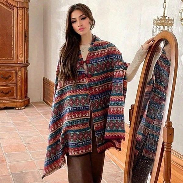 Bufandas 2023 Mujeres Bufanda de invierno Calentador Mantón Damas Vintage Hijab Manta gruesa Wrap Cashmere Poncho Capes Mujer Echarpe Pashmina