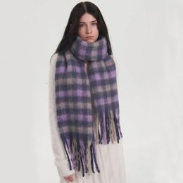 Bufandas 2023Winter Comercio exterior Imitación Cashmere Estilo de mujer Bufanda Cálido Grueso Suave Glutinoso Gradual Borla Plaid Mantón