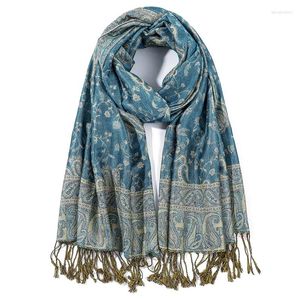 Sjaals 2024 Boheemse stijl katoenen jacquard sjaal dames winter warm pashmina lange zachte sjaals en omslagdoeken dames etnisch reizen