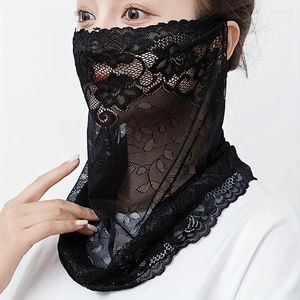 Écharbes 2024 Fashion Femmes Lace Scharf Solid Lady Snood Snood Foulard Unisexe Men Neck Scharps Ring avec Masque d'oreille