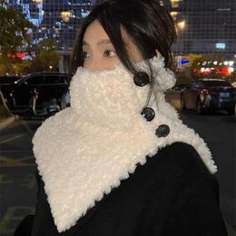 Bufandas 2024 Coreano Instagram Peludo Alto Cuello Cuello Conjunto Invierno Todo Cálido Felpa Encantador Mantón Bufanda