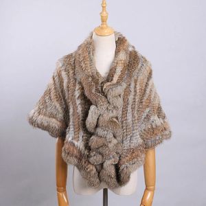 Écharpes de luxe pour femmes d'hiver véritable fourrure tricotée à la main cape véritable étole chaude dame mode châle enveloppes de mariage poncho