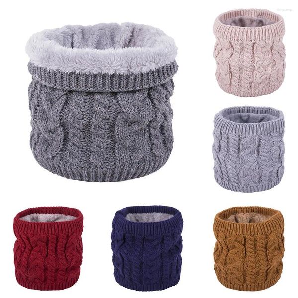 Bufandas 2024 Bufanda de cuello Invierno Mujeres Hombres Sólido Cuello de punto Grueso Cálido Anillos aterciopelados Alta calidad Allmatch Muffler