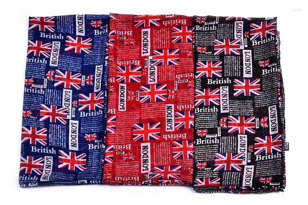 Foulards 2024 Vintage UK Drapeau Imprimer Châles Long Londres Et Lettre Écharpe Wrap Hijab Muffler 3 Couleur