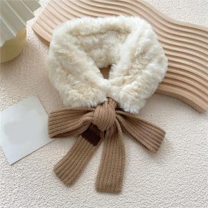 Bufandas 2024 Calentador de invierno Piel sintética para mujer Moda Crochet Bufanda de punto Foulard Femme Collar Cuello Cuello Mantón de felpa Shel22