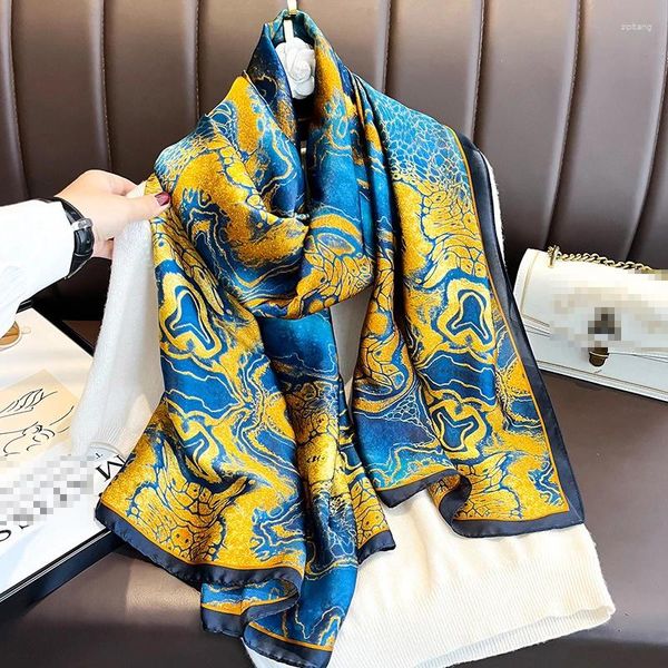 Foulards 2024 Femmes Mode Foulard Foulard Foulard Doux Soie Sensation Luxe Fleur Châle Double Usage Mince Quatre Saisons OEM Grossiste