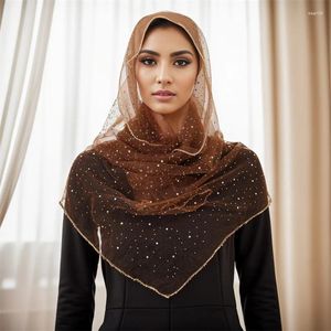 Écharpes 2024 femmes hijab wrap châle de lacet de fût à bord brillant dame mariage mi mariage huisserie féminine printemps été