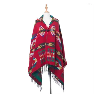 Bufandas 2024 Mujeres Poncho Cabo Lujo Invierno Con Capucha Outwear Lana Mezcla Estilo Más Tamaño Capas Y Ropa Capa