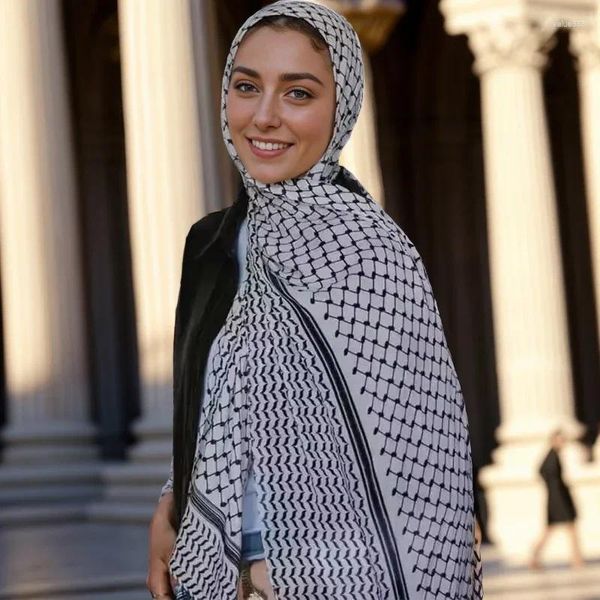Échantillons 2024 Femmes Swarf Plaid Print Hijab Softs Châles et enveloppe Femme Femme Designer Pashmina Bandana Muslim Murffon Headscarf