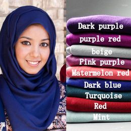 ￉charbes 21 couleurs Jersey de haute qualit￩ Hijab Cotton ￉lasticit￩ solide Plul Solid Foulard Maxi Scarpe Muslim Hiad Wrap Sjaal 10pcs / Lot