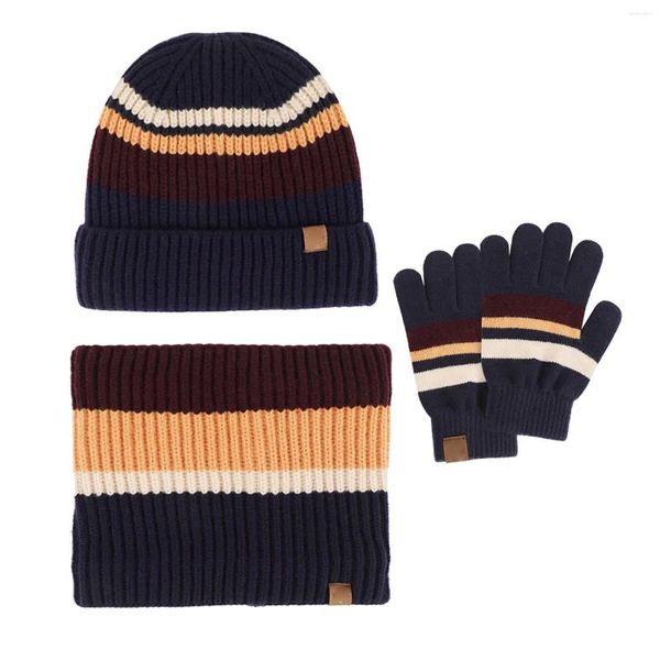 Écharpes 3 pièces enfants chapeau d'hiver gant écharpe ensembles tricoté enfant en bas âge casquette gants à écran tactile ensemble pour garçons