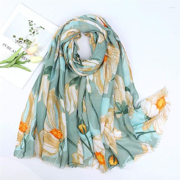 Foulards 38 Designs Mode Pétale Floral Gland Châle Automne Hiver Wrap Hijab Lady Pashmina Viscose Foulards Étole 180 90Cm