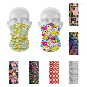 Foulards 3D Fleur Motif Art Bandana Microfibre Sans Soudure Tubulaire Visage Sports Hijab Écharpe Randonnée Antipoussière Bandeau Cache-Cou Foulard