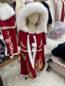 Foulards 4 styles hiver velours de Noël épais chaud long poncho capes imprimé année lâche trench manteau avec chapeau enfants fille pardessus