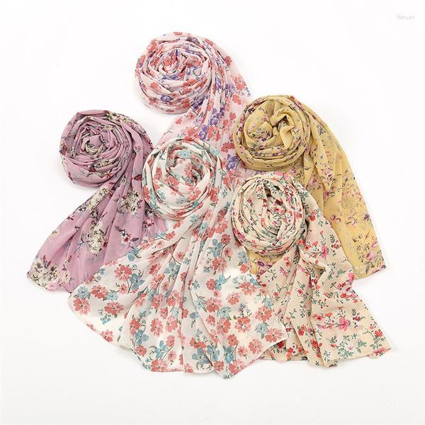 Foulards 40 couleurs mode bulle en mousseline de soie instantanée Hijab femmes jardin Floral châle Wrap couverture complète plage étole musulman Snood 2023