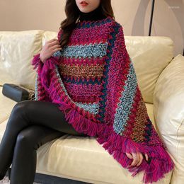 Sjaals #4042 asymmetrial mohair ponchos en capes vrouwen warme v nek casual vintage gebreide sjaal femme femme mode sjaals wraps