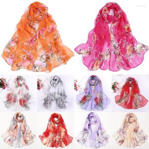 Sjaals 50 160 cm bloemen zomer dames zijden sjaal sjiffon georgette headscarf bandana print summber zonnebrandcrème strand sjaals
