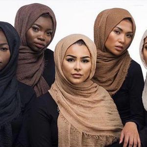 Foulards 50pcs / lot prix de gros femmes froissé hijab écharpe coton doux foulard châles et enveloppes