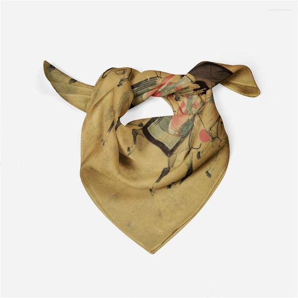 Foulards 53cm style chinois vous chun femme de luxe foulard en soie bandana bandeau quatre saisons hijab pour sacs adulte foulard musulman