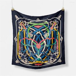 Écharbes 53 cm Magnifique Brand Imprimer Brand carré Écharpe Femmes 2024 Design Silk Bandana Luxury Bandband Fashion Hijab Neckerchief