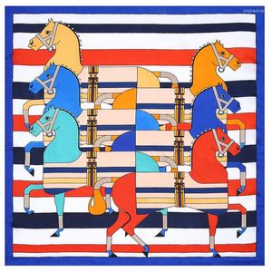 Bufandas de satén de seda de caballo a rayas de 53cm, pañuelo cuadrado a la moda para mujer, banda para la cabeza, banda para el cuello, pañuelo profesional