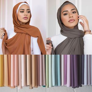 Sjaals 5pcslot Premium Chiffon Sjaal Dames Moslim Hijab Hoofddoek Sjaals Effen Islam Lange Sjaals Sjaal Echarpe Tulband Femme 175x70cm 230921